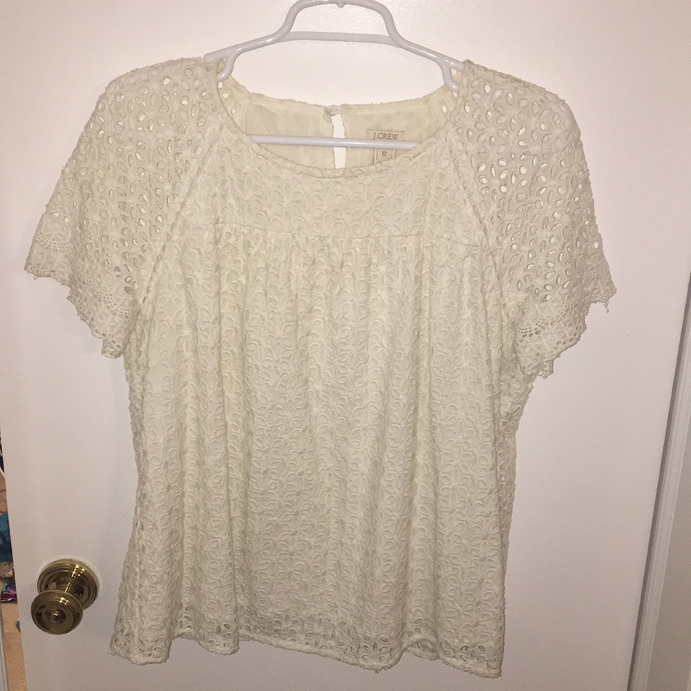 J. Crew White Eyelet Top